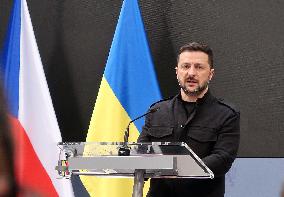 Briefing of Volodymyr Zelenskyy and Petr Fiala in Prague