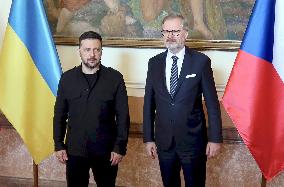 Briefing of Volodymyr Zelenskyy and Petr Fiala in Prague