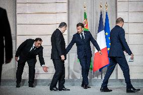 Macron And Berdimuhamedow Attend Agreement Ceremony At Elysee - Paris