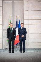 Macron And Berdimuhamedow Attend Agreement Ceremony At Elysee - Paris