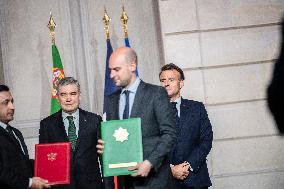 Macron And Berdimuhamedow Attend Agreement Ceremony At Elysee - Paris