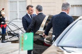 Macron Hosts Berdymukhamedo For Working Dinner At Elysee - Paris
