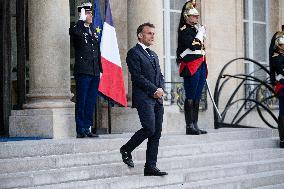 Macron Hosts Berdymukhamedo For Working Dinner At Elysee - Paris