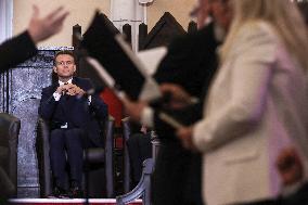 President Macron Delivers A Speech At The Grande Loge Of France - Paris