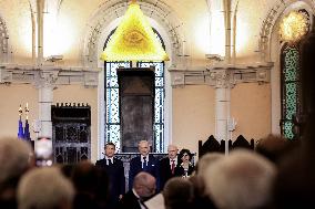 President Macron Delivers A Speech At The Grande Loge Of France - Paris