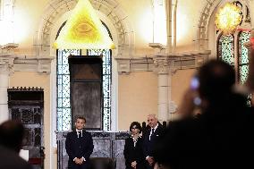 President Macron Delivers A Speech At The Grande Loge Of France - Paris