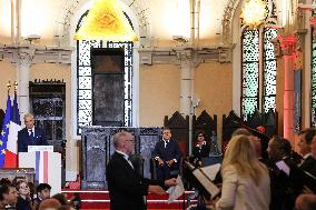 President Macron Delivers A Speech At The Grande Loge Of France - Paris