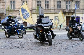Bikers mark 11 years of Azov Brigade in Lviv