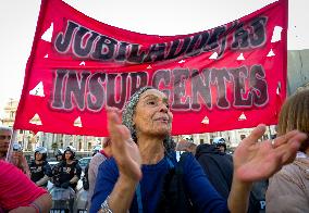 Pensioners Protest At The Congress Of The Nation - Buenos Aires
