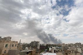 Israeli Airstrikes Hit Sanaa And Amran, Yemen