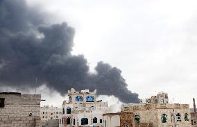Israeli Airstrikes Hit Sanaa And Amran, Yemen