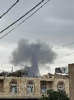 Israeli Airstrikes Hit Sanaa And Amran, Yemen