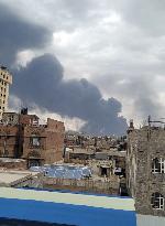 Israeli Airstrikes Hit Sanaa And Amran, Yemen