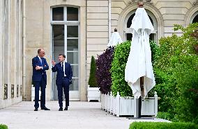 Macron and Merz Discuss in Elysee Garden - Paris