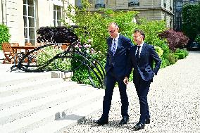 Macron and Merz Discuss in Elysee Garden - Paris
