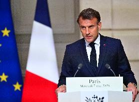 Macron and Merz Hold Joint Press Conference at Elysee - Paris