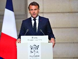 Macron and Merz Hold Joint Press Conference at Elysee - Paris