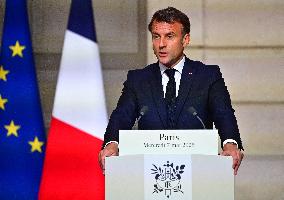 Macron and Merz Hold Joint Press Conference at Elysee - Paris
