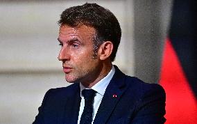 Macron and Merz Hold Joint Press Conference at Elysee - Paris