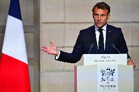 Macron and Merz Hold Joint Press Conference at Elysee - Paris
