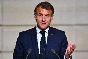 Macron and Merz Hold Joint Press Conference at Elysee - Paris