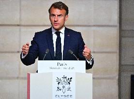 Macron and Merz Hold Joint Press Conference at Elysee - Paris