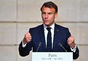 Macron and Merz Hold Joint Press Conference at Elysee - Paris