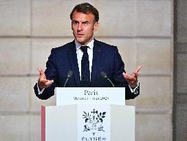 Macron and Merz Hold Joint Press Conference at Elysee - Paris