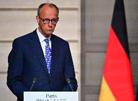 Macron and Merz Hold Joint Press Conference at Elysee - Paris