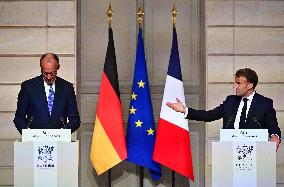 Macron and Merz Hold Joint Press Conference at Elysee - Paris