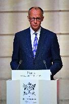 Macron and Merz Hold Joint Press Conference at Elysee - Paris