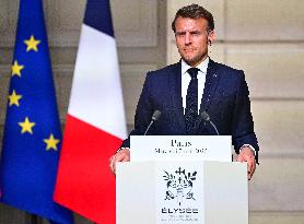 Macron and Merz Hold Joint Press Conference at Elysee - Paris