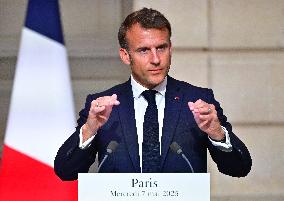 Macron and Merz Hold Joint Press Conference at Elysee - Paris