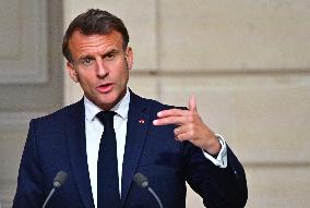 Macron and Merz Hold Joint Press Conference at Elysee - Paris