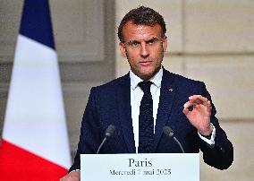 Macron and Merz Hold Joint Press Conference at Elysee - Paris