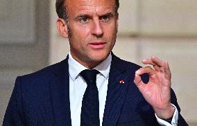 Macron and Merz Hold Joint Press Conference at Elysee - Paris