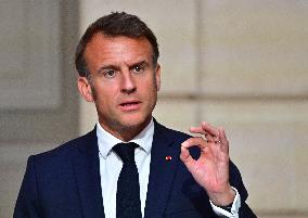 Macron and Merz Hold Joint Press Conference at Elysee - Paris