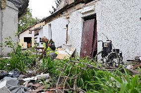 Building damaged by Russian attack gets dismantled in Lviv