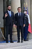 Ahmed Al-Sharaa and Emmanuel Macron at Elysee Palace - Paris