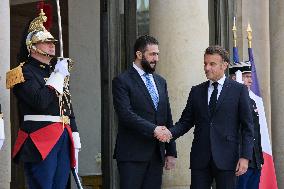 Ahmed Al-Sharaa and Emmanuel Macron at Elysee Palace - Paris