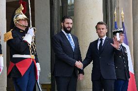 Ahmed Al-Sharaa and Emmanuel Macron at Elysee Palace - Paris