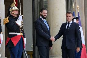Ahmed Al-Sharaa and Emmanuel Macron at Elysee Palace - Paris