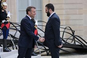 Ahmed Al-Sharaa and Emmanuel Macron at Elysee Palace - Paris
