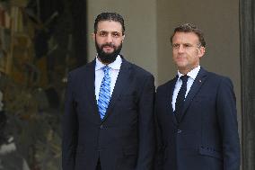 Ahmed Al-Sharaa and Emmanuel Macron at Elysee Palace - Paris