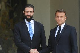 Ahmed Al-Sharaa and Emmanuel Macron at Elysee Palace - Paris