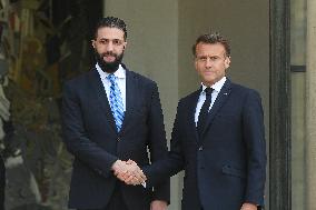 Ahmed Al-Sharaa and Emmanuel Macron at Elysee Palace - Paris