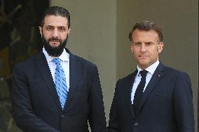 Ahmed Al-Sharaa and Emmanuel Macron at Elysee Palace - Paris