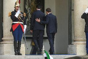 Ahmed Al-Sharaa and Emmanuel Macron at Elysee Palace - Paris