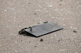 Aftermath of Russian drone attack in Dniprovskyi district of Kyiv