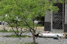 Aftermath of Russian drone attack in Dniprovskyi district of Kyiv